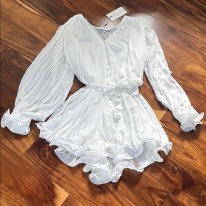 Vici White Ruffled Jumpsuit